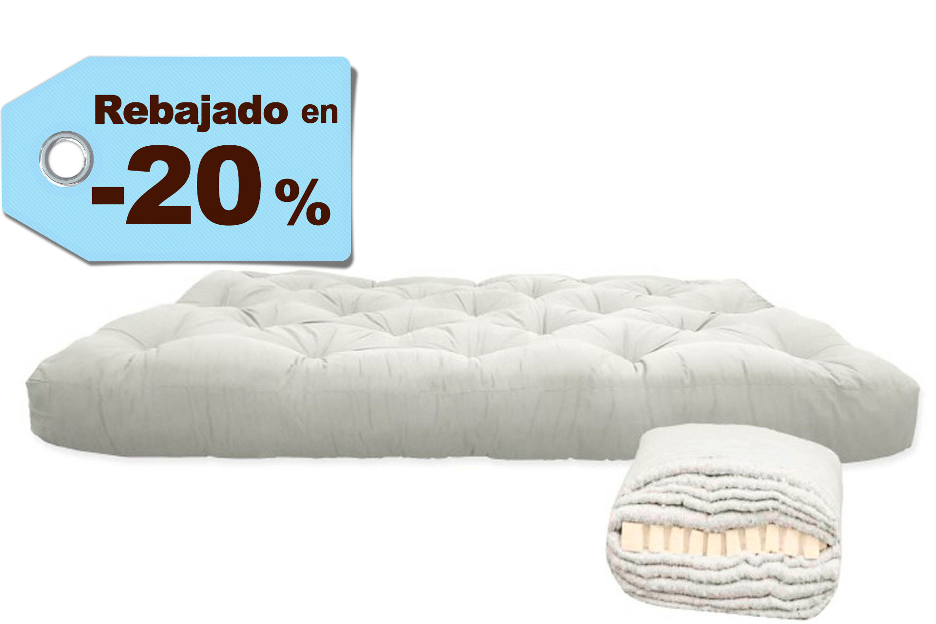 Futón algodón y 4 cm látex, 160x200x14